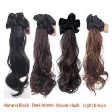 Estensione per capelli con scrunchie e coda di cavallo per donna - Acconciatura riccioluta voluminosa, opzioni di colore multiple, fibra sintetica morbida e naturale, design con scrunchie in raso facile da indossare per moda quotidiana e styling per feste - Multicolore - Visualizzare 6