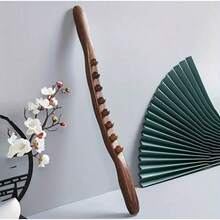 Massage Tool, Manual Wooden Massage Stick, With 8 Skin-Friendly Beads, Suitable For Waist/Abdomen/Legs/Hands/Back Body Shaping Massager, Body Beauty Equipment, Single Row 8 Beads Rolling Stick Carbonized Massage Stick One For The Whole Body General Gua Sha Belly Rub Professional Meridian Stick. Gifts, Suitable For Both Men And Women