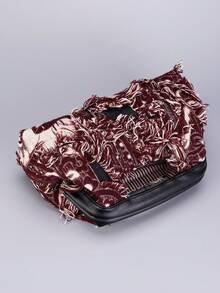 Nuovi borsette a manico tondo con frange e motivo artistico in bordeaux per donna, design originale in stile rock hippie, borsa versatile per pendolarismo, borsa hot girl Y2K. Perfetta per look Harajuku hot girl, pendolarismo, stile di strada, feste, look quotidiani