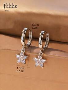 Hihho 2pcs Cubic Zirconia Water Drop Earrings - Silver - View 9