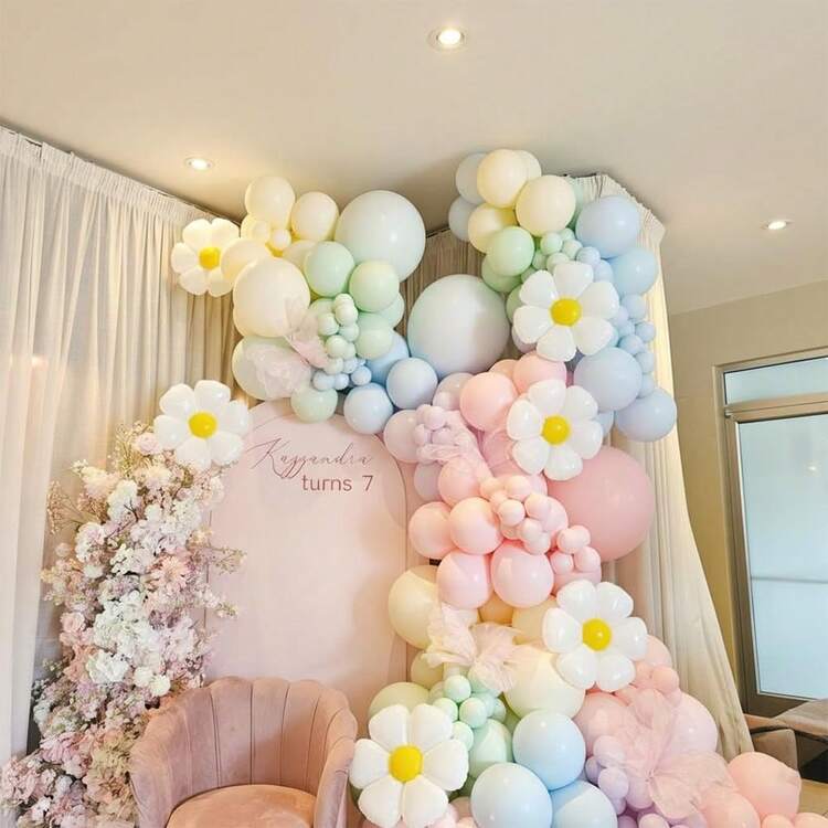 133個 デイジー パステル バルーンガーランドキット パステルマカロン バルーンアーチキット デイジーの花のバルーン付き 誕生日 ベビーシャワー ボヘミアン マザーズデー 春のデイジーフローラルテーマパーティー装飾 - マルチカラー - 見る 6