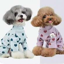 Ropa de otoño/invierno para mascotas perros, diseño de dibujos animados, adecuado para perros machos y hembras, cálido, de 4 patas, en color morado y azul, para perros pequeños como Teddy y Poodle - Multicolor - Ver 1
