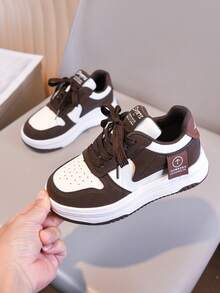 1 双软底防滑经典休闲运动鞋，适合男孩和女孩，室内/室外减震跑步鞋，春/秋 - 卡其色 - 查看 9