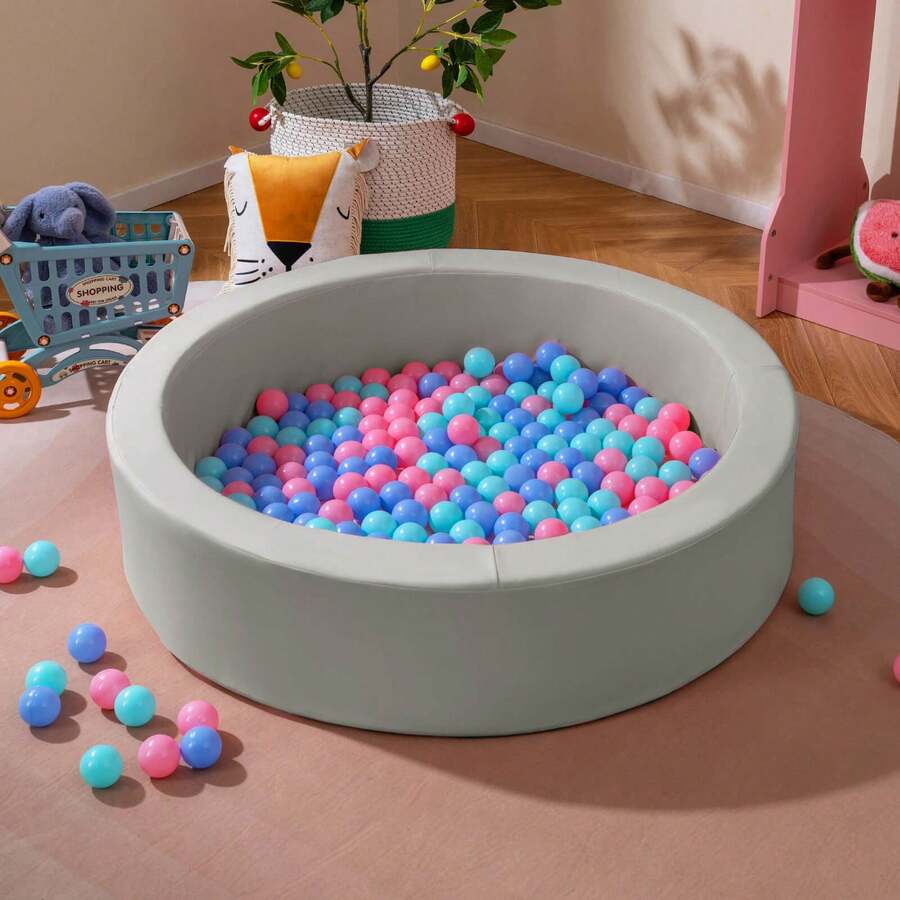 Lifezeal 42.5" Round Foam Ball Pits With 25D Sponge Filling Washable PU Cover For Kids Gift Pink/Gray - Grey - View 1