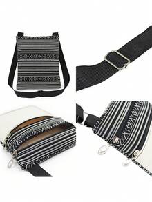 Retro Pink & Yellow Olive Oil Sardine Print Unisex Reusable Shoulder Bag, Casual Messenger Bag, Crossbody Bag With Adjustable Strap, Sardine Letter Print Storage Bag, Vintage Packaging Design, Gift For Sardine Lovers - Hot Pink - View 6