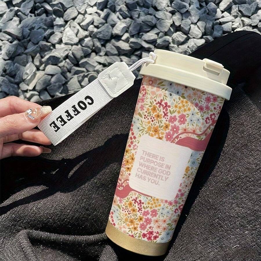 1pc, 530ML Cup , There Are Many Different Styles To Choose From Stylish And Personalized, It Has A Rope Handle For Portability, Suitable For Home, Office, And Daily Travel. Portable Can Hold Both Hot And Cold Beverages. - Multicolor - View 1