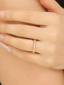 1pc Minimalist Fashion Metal Open Ring, 1.8cm Inner Diameter, Suitable For Women's Daily Wear, Gold Color - Yellow Gold - View 5