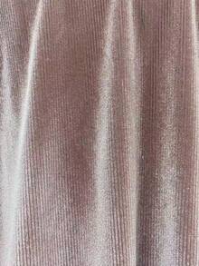 Women's Pink Velvet Blouse, Solid Color Lace Patchwork Ladies Shirt, Elegant Everyday Wear For All Seasons - Dusty Pink - View 10