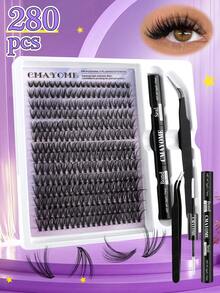 280pcs D-Curl Eyelash Curler, 9-16mm Single Lash Curler 10D-20D-30D, DIY Eyelash Curler With Thin & Thick Handle, Eyelash Curler Set With Applicator, Eyelash Glue And Sealer - Purple - View 3