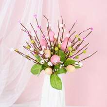 1 Stück Ostereier Baumzweig, künstlicher Ei-Blumen-Schaumstoff-Ei-Baumzweig, Kunstpflanze, Frühlingsblumen-Stiel, Osterdekoration, Familien-Tisch-Feiertagsartikel, zentrale Girlanden-Dekoration, Valentinstag Neujahr DIY Blumenarrangement Dekoration