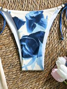 3pcs Geometric Pattern & Tropical Flower Print Casual, Cute, Elegant, Sexy Bohemian Sash Bikini Set, Women Beach Vacation Swimwear, Spring/Summer