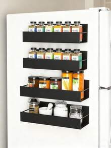 Magnetic Spice Rack, Refrigerator Magnetic Storage Rack, Spice Jar Organizer, Refrigerator Condiment Organizer, Kitchen Storage Rack - Multicolor - View 10