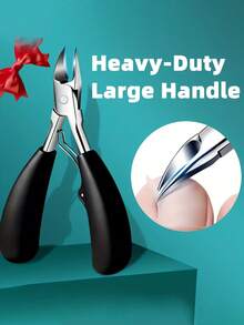 Toe Nail Clippers, Thick Toenail Nipper Or Ingrown Toenail Tool, Stainless Steel Pointed Toenail Clipper For Adults, Rubber Handle, Black, Red - Multicolor - View 5