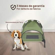 GYJ  Casa para Perros con Techo Tipo Carpa Cama Elevada para Mascotas Resistente al Calor Portatil para Exterior Sombra y Ventilacion Ideal para Perros Medianos y Grandes Verde Small (47x61x61cm)82 - Verde - Ver 3
