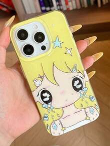 1pc1pc Cute Cartoon Big Eye Pattern Personalized Phone Case, Fashionable Lolita Style Protective Cover, Suitable For IPhone17/IPhone17 ProMax/IPhone16 Pro Max/IPhone15 Pro/IPhone14/IPhone13/11/11, Suitable As Christmas Gift For Family/Friends/Sisters/Girlfriend - 黃色 - 查看 2