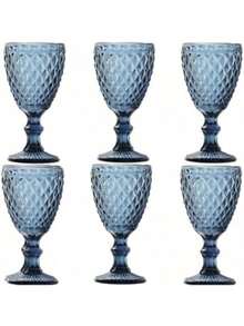 CLICKYA - Set 6 Copas Vino Azul,Morado,Transparente 350cc Sidari - AZUL - Ver 2