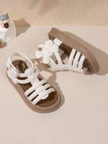 1双女童夏季时尚罗马凉鞋，软底防滑，时尚舒适沙滩鞋 - 白色 - 查看 4