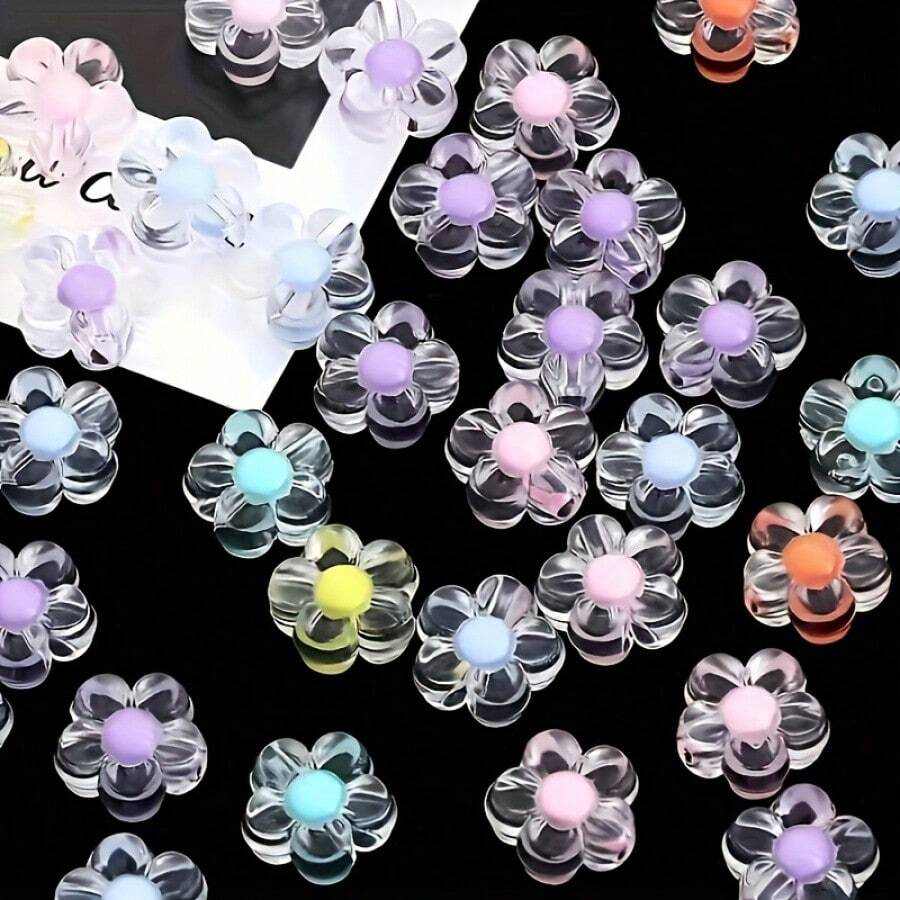 Un set de 100 piezas de cuentas acrílicas para hacer joyas DIY - Cuentas transparentes de varios colores adecuadas para pulseras, aretes, collares y manualidades - Multicolor - Ver 1