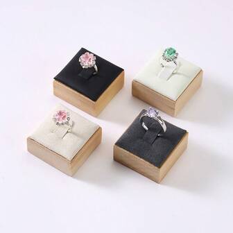 Soporte de exhibición de joyas de bambú natural y madera de alta gama, organizador de joyas sencillo, accesorio multicolor para exhibir anillos