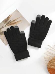 1 双/2 双女士冬季触屏毛绒衬里温暖厚实柔软舒适手套，在寒冷天气提供温暖并保持双手温暖 - 多色 - 查看 12