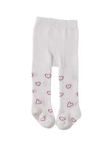1pc Baby Girls' Heart Pattern Tight Leggings, Sweet Style, Suitable For Newborn Photo Shoot, Holiday Party Wear - White - View 9