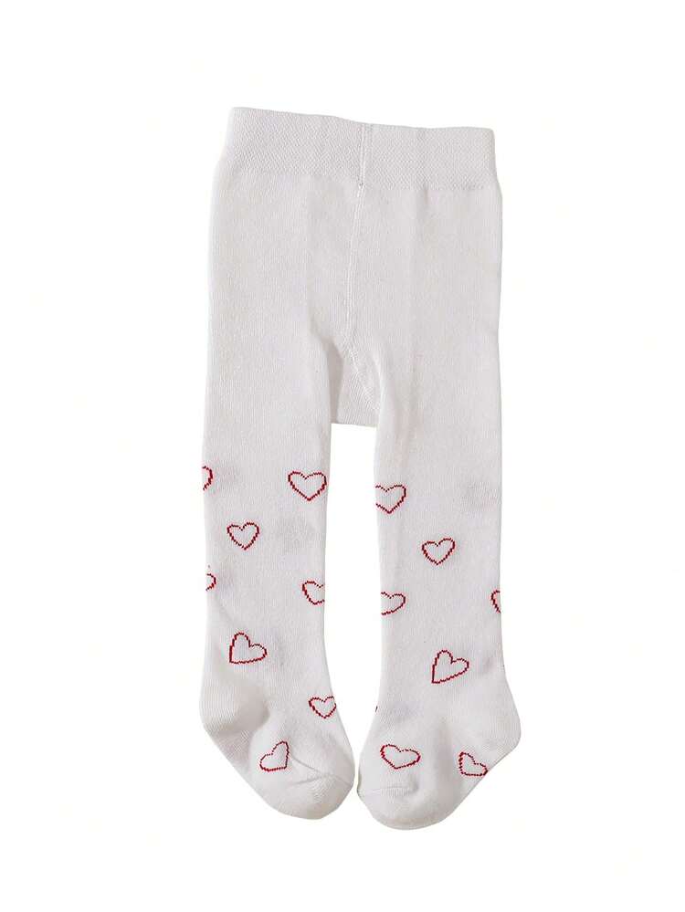 1 chiếc quần legging bó sát họa tiết trái tim cho bé gái, kiểu dáng ngọt ngào, thích hợp cho chụp ảnh sơ sinh, mặc đi dự tiệc ngày lễ. - trắng - Xem 9