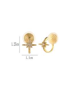 1 Pair Fashion New Octagonal Zirconia Copper Earrings For Women, Mosquito Coil Earring Clip-On, Petite & Elegant Design, Suitable For Daily Wear, Holiday Gift - Ear Clip - View 2