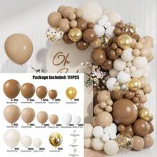 5/10/12/18英寸棕色象牙白金属金色乳胶气球拱门套装，适用于波西米亚风、中性风、马提尼主题派对、生日派对、婚礼、迎婴派对、新娘送礼会等派对用品 - 如圖所示(混色) - 查看 14