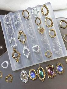 1件复古3D相框美甲宝石硅胶美甲模具美甲饰品模具美甲雕刻模板，适用于树脂美甲装饰配件DIY美甲用品