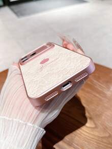 1pc Customized Name, Pink Lace Minimalist Apple Design Creative Phone Case Compatible With Samsung S24 Ultra/S25 Ultra And Apple 17 Pro Max/16 Pro Max/15 Pro/14 Plus/13 Pro/12 Pro Max/11/Xs Max/8/7/6 Plus, Suitable As Birthday Gift, For Girlfriend/Boyfriend Or Personal Use - Pink - View 5