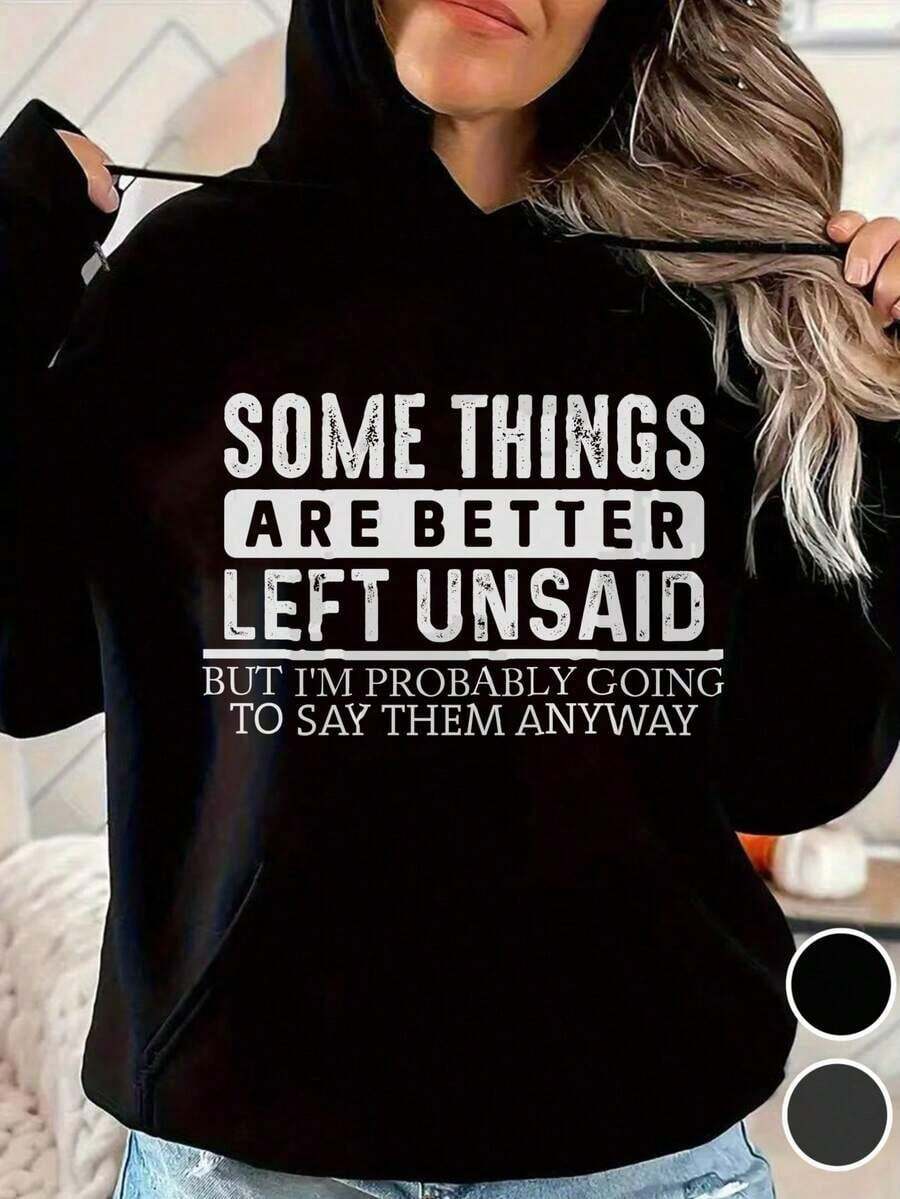 It's Better To Keep Some Satirical Things To Oneself A Unisex Black And Gray Multi-Color Hoodie All Four Seasons, A Beautiful And Fun Printed Hoodie, An Elegant Party Women's Wear, A Casual And Elegant Women's Hoodie, A Women's Hoodie, A Halloween Festival GiftSports - 黑色 - 查看 1