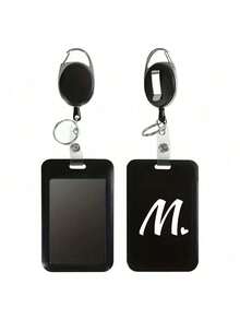 Black ID Card Holder With Black Retractable Reel Clip, White Heart & Letter A-Z Print, Anti-Theft Card Holder, Black Thumb Slot Hard Plastic Card Holder, Expandable ID Card Holder, Medical Insurance Card Protector, Waterproof Medical/Social Security Card Protector, Transit Card Holder, Meal Card Storage, Portable, Daily Essential, Perfect Gift And Souvenir For Holidays, Birthdays, Parties, Valentine's Day And New Year - Multicolor - View 21