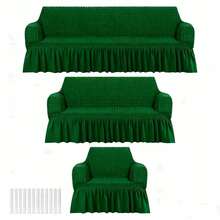 3pcs Sofa Cover Includes 1 Seater, 2 Seater And 3 Seater Sets Sofa Slipcover Set For Couch Cushion Durable Washable High Elastic Stretchable Furniture Couch Covers With Skirt For Sofa Loveseat Arm Chair