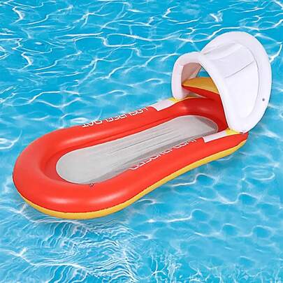 TendenciaMOSU Hamaca de Agua Inflable, Cama Flotante con Toldo, Tumbona Inflable con Reposacabezas, Tumbona Acuática con Red para Adultos y Niños, Cama Flotante con SombrillaCalidad premium