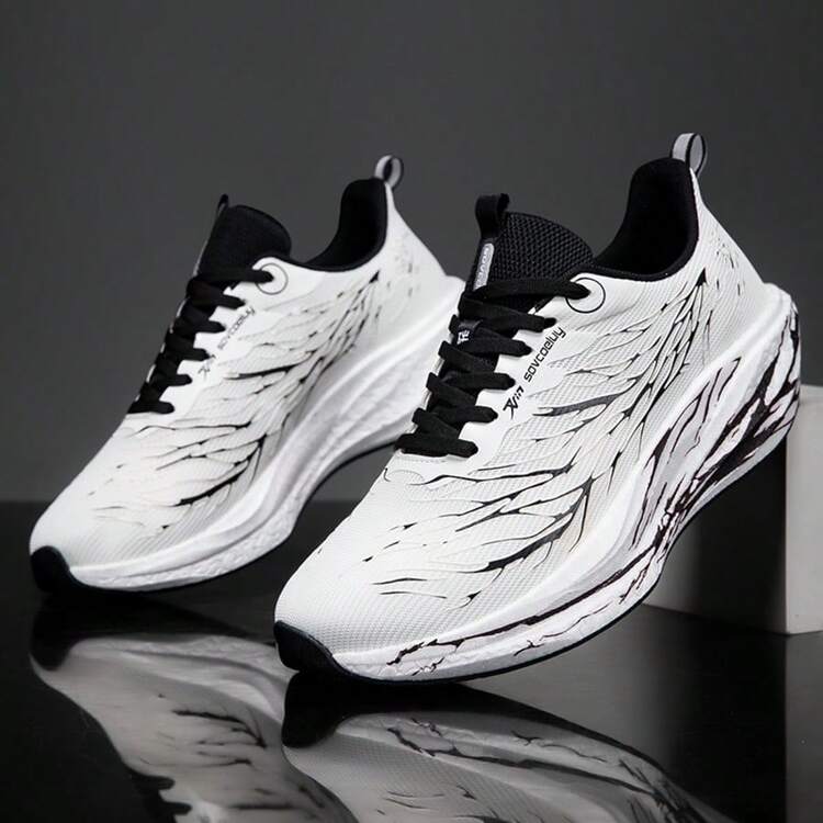 Mångsidiga löparskor för män, tävlingsträning, stötdämpande sportsneakers - Svart och Vitt - Visa 1