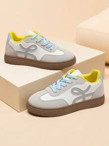 Women's Casual Sneakers, Flat, Versatile, Lightweight, Breathable, Lace-Up, Soft Sole, Campus Style, Outdoor Leisure Shoes - Blue - View 1