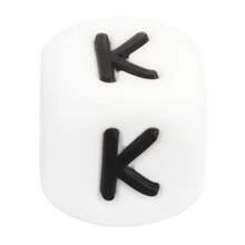 100 Uds.Cuentas de silicona con letras de 12MM, cuentas de silicona sueltas de calidad alimentaria, pulsera DIY, collar, accesorios de cadena de chupete - Q - Ver 27