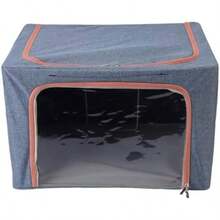 Bin de Almacenamiento de Ropa, Contenedor de Almacenamiento de Manta de Tela Plegable de Marco de Metal con Ventana Transparente 2 Aberturas (azul marino) ()(22L 22L) - Multicolor - Ver 8