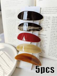 5pcs/3pcs/1pc Bestselling 10cm Oval Marble Acrylic Spring Hair Clips, Vintage Fashion Hair Accessories For Women & Girls, Head Accessories - Multicolor - View 16