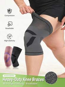 1 Paar Kniebandagen für Gewichtskapazität über 110 kg, hochelastische Kniebandagen mit rutschfester Unterstützung für übergewichtige/fettleibige Männer und Frauen, atmungsaktiv, für Basketball, Radfahren, Laufen, Fitnessstudio Zubehör - Dreiteilige Knieorthese - Übersicht 1