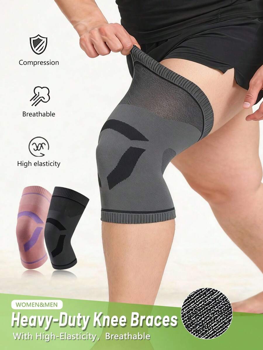 1 Paar Kniebandagen für Gewichtskapazität über 110 kg, hochelastische Kniebandagen mit rutschfester Unterstützung für übergewichtige/fettleibige Männer und Frauen, atmungsaktiv, für Basketball, Radfahren, Laufen, Fitnessstudio Zubehör - Dreiteilige Knieorthese - Übersicht 1