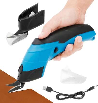 Tijeras inalámbricas con 2 hojas, tijeras recargables de corte potente, cortador de cartón, tijeras de tela potentes para cortar alfombras y cuero
