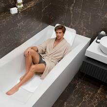 Ergonomic Bathtub Mat With Pillow Non Slip Suction Cups PVC Sponge Breathable Mesh Machine Washable White Bath Mat For Home Hotel Spa - 1 - View 4