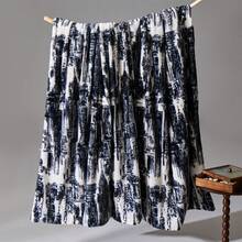 Merino Wool Printed + Milk Velvet Double Layer Blanket - Maillard - Oil Painting - View 2