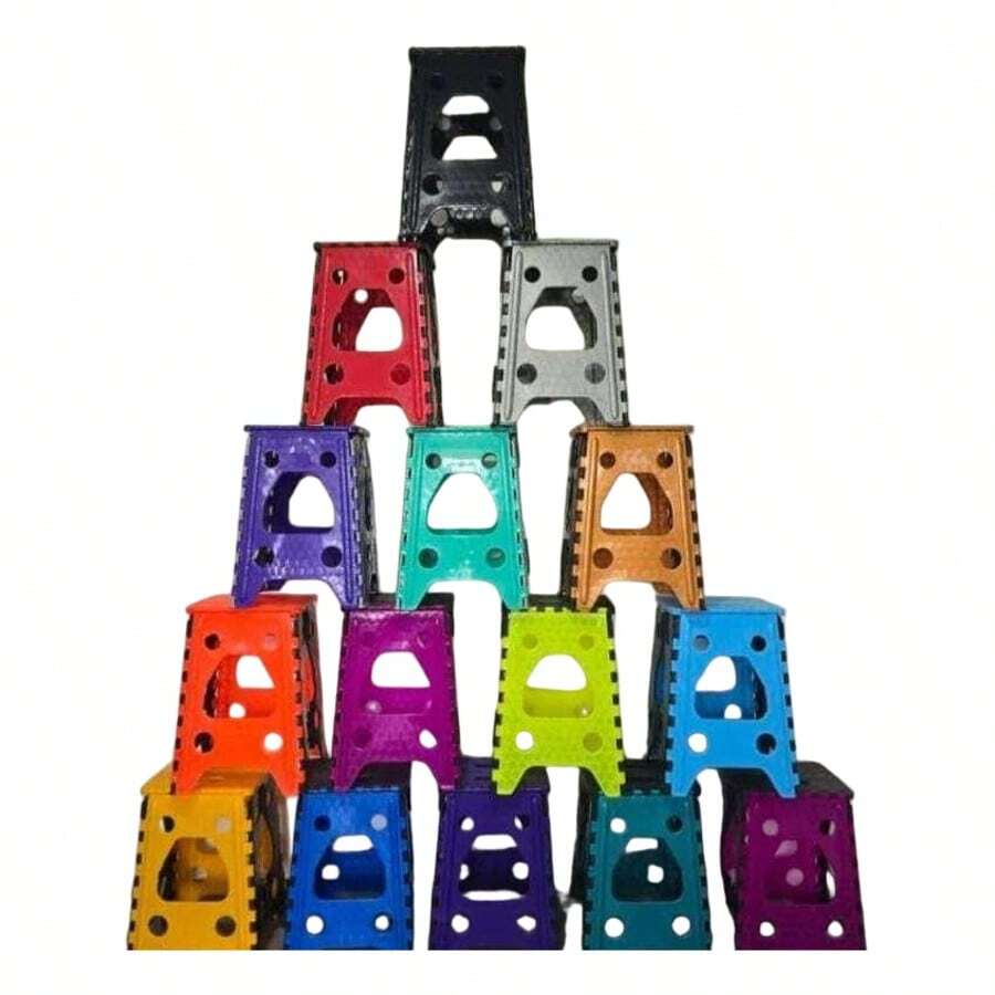 Banco plegable portátil de plástico para 1 adulto, con capacidad de carga de 120 kg, silla de pesca portátil, taburete plegable para exterior, color aleatorio. - Multicolor - Ver 1