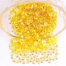 2MM-6MM, 5 Sizes, Assorted Transparent AB Color Resin Round Flat Bottom Crystal Rhinestone Jewelry DIY Beads, Suitable For Phone Cases, Nail Stickers, Clothes, Bags, Shoes, Crafts, Sparkling Nail Art Decorations