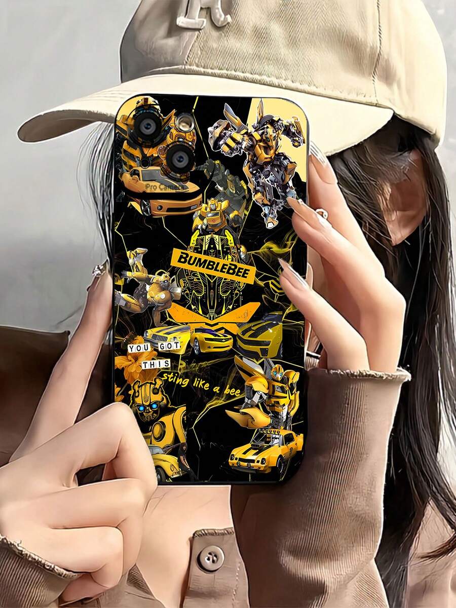 Estuche para teléfono con patrón de coche robot Compatible con estuches para teléfonos 17 16 Pro Max 15 Pro Max 13 y 12 Estuche protector de TPU resistente al agua, a prueba de caídas y rayones Un gran regalo para familiares, amigos, seres queridos, novios, novias y para Navidad - Negro - Ver 1