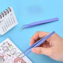 2pcs Stainless Steel Tweezers Set (1 Straight Tweezer And 1 Curved Tweezer), DIY Craft Tools