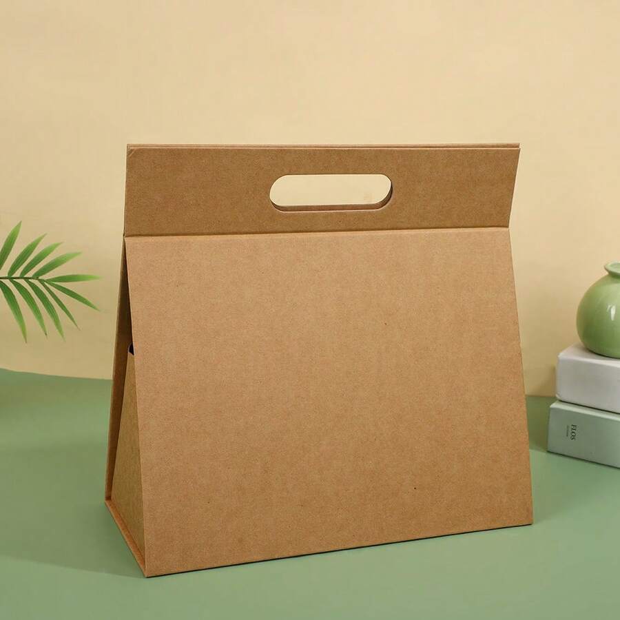 Foldable One-Piece Packaging Box, Minimalist Magnetic Gift Box, Portable Gift Box, Holiday Gift Box - Khaki - View 1
