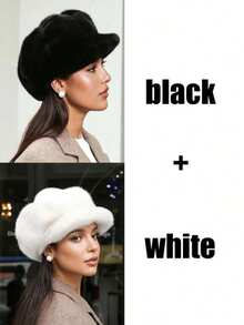 1pc Women's Autumn/Winter Hat, Fashionable Lady Pumpkin Beret, Casual Octagonal Faux Fur Hat - Multicolor - View 11